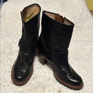 Frye Black Leather Heeled Boots